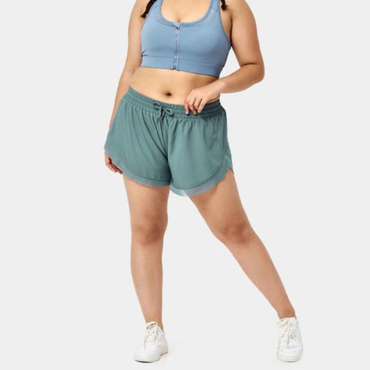 Halara Drawstring Contrast Mesh 2-In-1 plus Size Shorts 4"